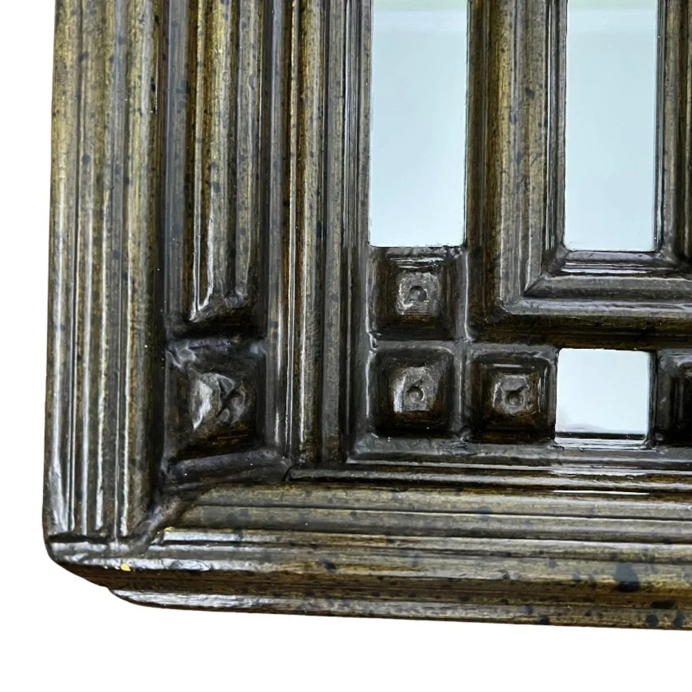 Sid Birnbaum • Vintage 60s Mid-Century Abstract Relief Cubism Wood Mirror Signed